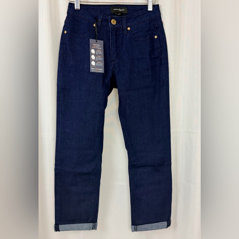 Measure & Made Dark Rinse Wash Rolled Crop Jean Hourglass Fit Mid Rise Size0 NWT